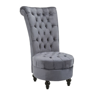 #ad 45quot; Tufted High Back Velveteen Upholstered Accent Chair Grey $151.83
