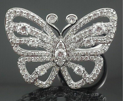 #ad Beautiful Butterfly Design Women#x27;s Ring In 935 With White Marquise amp;Round Stones $150.00