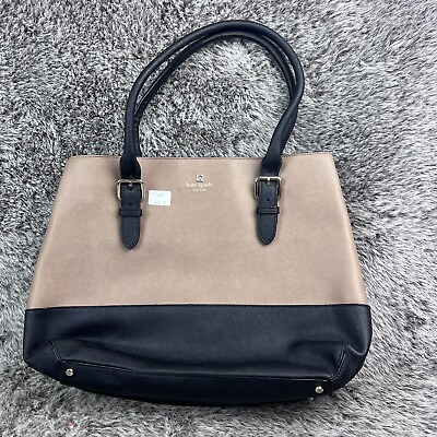 #ad Kate Spade Tote Bag 2 Tone Brown Black Large 3 Compartments $45.44