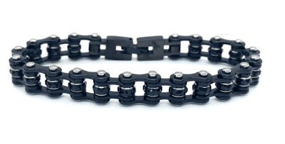 #ad All Black Motorcycle Bike Chain Ladies Bracelet with Black Crystals 176 $31.95