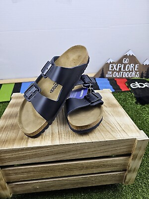 #ad Birkenstock Mens Arizona Sandals Unisex Size 10 Color Black Adjustable Straps $75.00