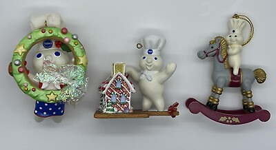 #ad Vintage Pillsbury Doughboy#x27;s Ornaments Lot 3 Cookie Christmas Horse And House $23.99