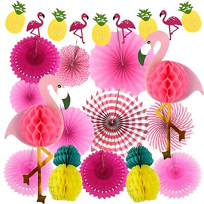 #ad Tropical Flamingo Party Decoration Pink Flamingo Honeycomb Pom Poms Paper Fl... $29.22