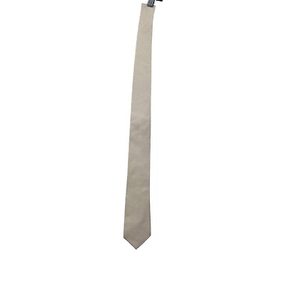 #ad David Fin Mens Tie Necktie Beige White Textured Tied Business USA New $7.97