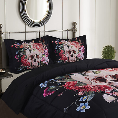 #ad HIG 3D Skullflower Print Kids Comforter set Twin Queen Size For Girls and Boys $24.99