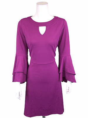 #ad Isaac Mizrahi Women#x27;s Pebble Knit Keyhole Dress w Ruffle Sleeves Berry Small Sz $17.50