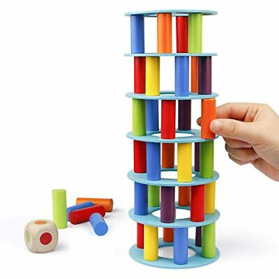 #ad NEW Coogam Wooden Tower Stacking Game Fine Motor Skill Building Blocks $25.56