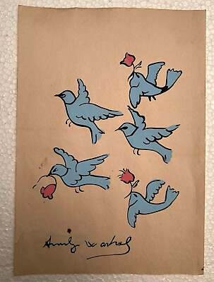 #ad Andy Warhol painting on paper Handmade signed and stamped mixed media $145.00