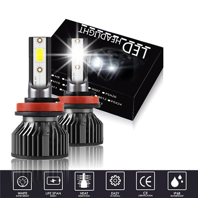 #ad 2PCS H11 LED Headlights Super Bright Bulbs Kit HIGH LOW Beam 6000K White Lights $24.29