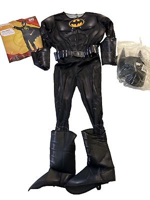 #ad DC Batman Kids Costume Light Up Emblem Muscle Jumpsuit Mask M for 6 8 years old $14.87