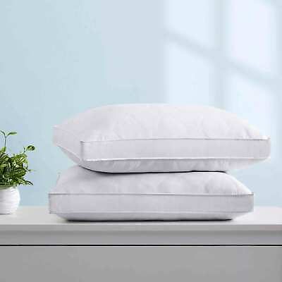 #ad Peace Nest Quilted Gusseted Feather Pillows Set of 2 Bed Pillow Cotton Cover $52.99