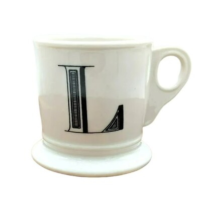 #ad Anthropologie Mug L Monogram Initial White Black Ceramic Footed Coffee Tea Cocoa $18.83