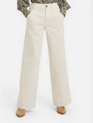 #ad Nili Lotan Pants Women 0 Cream Wide Leg Pockets Target Designer Zip Up $50.00