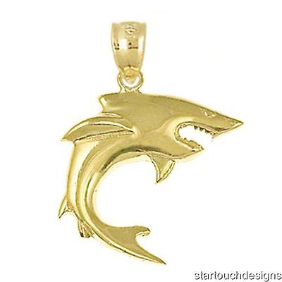 #ad New 14k Yellow Gold Shark Charm Pendant $99.99