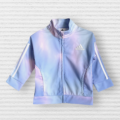 #ad Adidas Baby Toddler Girls Track Jacket Pink Blue Tie Dye Full Zip Kids 18M $14.44