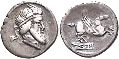#ad Q. Titius 90 BC. Denarius Silver 18 mm 3.65 g 3 h Rome. Mutinus Titinus $275.00