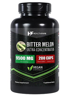 #ad Healthfare Organic Bitter Melon Extract 9500mg 200 Capsules Ultra Concentrated $19.99