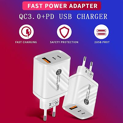 #ad USB C Wall Charger 20W Fast Block Type C Charging Cube For iPhone 13 Box $2.82