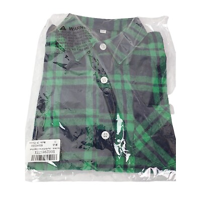 #ad New Kids Little Boy Size 6 Green Plaid Flannel Button Front Long Sleeve LS Shirt $15.10