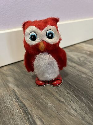 #ad Vintage Made in Japan Tin Wind Up Red Owl 4.5quot; N6 Works Well $18.89