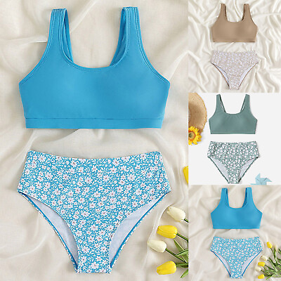 #ad Happy Princess 2 piece Floral Bikini Girls Swimsuit Kids Beachwear Bathing Suit $14.24