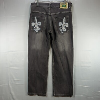 #ad Vintage Southpole Jeans 34x30 Mens Black Denim Pants Embroidered Baggy Hip Hop $49.35