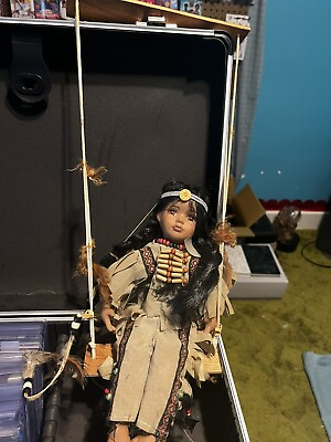 Native American Girl Doll On Swing Porcelin $5.99
