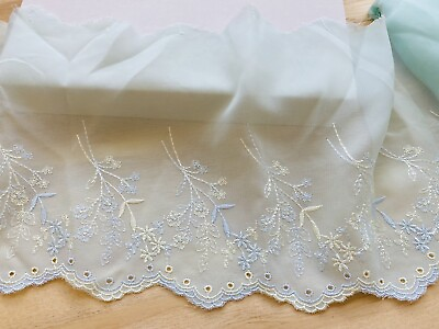 #ad Floral Embroidered Lace Trim with Mint Tulle for Sewing Bridal Crafts 6quot; Wide $8.35