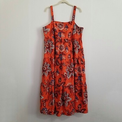 #ad NWOT Rhode Red Big Leaf Floral Tiered Dress Size 1X $18.74