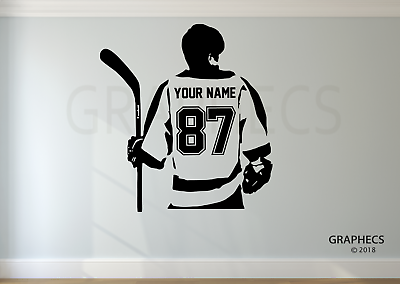 #ad Hockey Decal Custom NAME amp; NUMBERS Vinyl Personalized Boy Kids Sports Home Decor $99.99