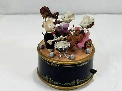 #ad VTG ENESCO ANIMATED MUSIC BOX MICE TRIO PLAYING MUSICAL INSTRUMENTS $91.50