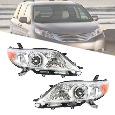 #ad #ad For 2011 2013 Toyota Sienna Headlight Assembly Chrome Clear Pair Leftamp;Right Side $103.20