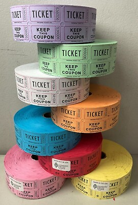 #ad Raffle Tickets Double Stub Roll of 2000 Split the Pot 50 50 Carnival Events $12.59