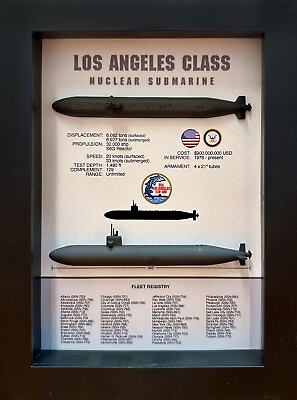 #ad Los Angeles Class Submarine Shadow Display Box 5.75quot; x 7.75quot; Black 688 $35.00