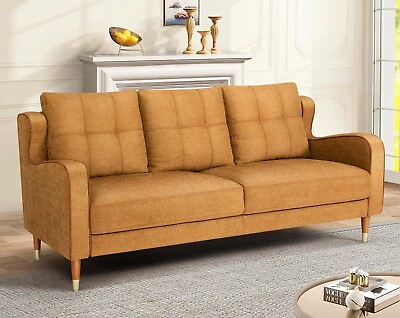 #ad 76quot; Linen Sofa Couch 3 Seater Sofa for Living Room Comfy Deep Seat Sleeper Sofa $328.99