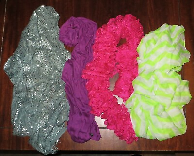 #ad Lot of Four Vintage Scarves Very Colorful. SC 4 $4.95