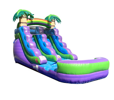 #ad Pogo 12#x27; Inflatable Bouncer Commercial Water Slide Purple Pool Slide With Blower $1139.99