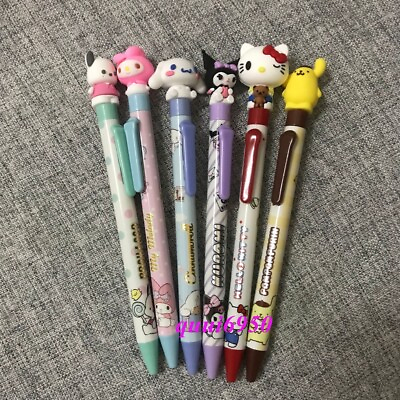 #ad 6pcs Kuromi My Melody Hello Kitty Gel Pen Black Ink 0.5mm 3D Doll Ballpoint Gift $10.40