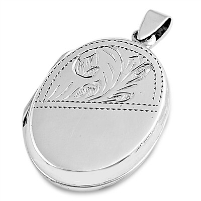 #ad Floral Engraving Locket Pendant Sterling Silver 925 Best Jewelry Height 31 mm $22.16