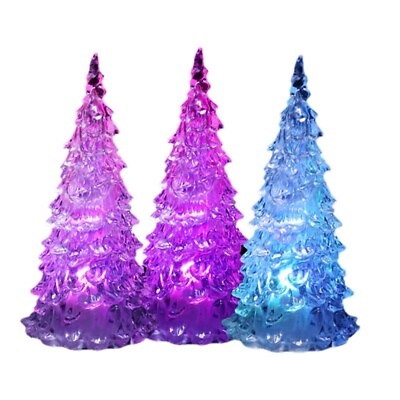 #ad 3x Tabletop Artificial Small Mini Christmas Tree With LED Lights Ornaments Decor $7.99