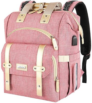 #ad Bag Backpack Pink Baby Girls Diaper Bag for Mom Travel Baby Bags Backpack $80.50