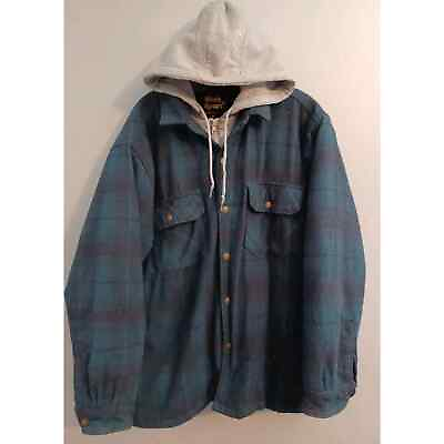 #ad Work n#x27; Sport Jacket Men#x27;s XL Blue Plaid Heavy Flannel Quilted Lined Work Coat $19.99