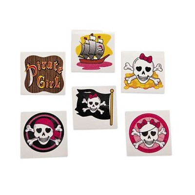 #ad Girl Pirate Tattoos #391992 36 pk Glitter Pirate Tattoos Pirate Party Favor $1.99