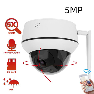 #ad 2MP 5MP IP WiFi PTZ Camera 5X Zoom Wireless 2 Way Audio In Mic Speaker 30m $93.99