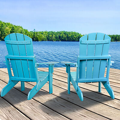 #ad Set of 2 Outdoor Patio Adirondack Chairs Folding Lawn Chairs Weather Resistant $173.58