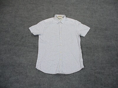 #ad Ted Baker Shirt Mens 3 Medium White Blue Floral Button Down Cuffed Pearl Trim $34.94