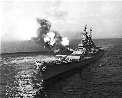 #ad New Korean War Photo: USS MISSOURI Fires from 16 inch Guns Chongjin 6 Sizes $5.99