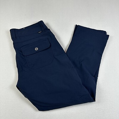 #ad Prana Pants Women Size 10 Short Nautical Blue HALLE Pant II Straight Leg Stretch $33.22
