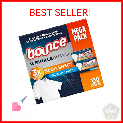 #ad Bounce WrinkleGuard Mega Fabric Softener Dryer Sheets Wrinkle Release with Outd $14.01