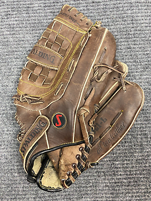 #ad Spalding SCI L Oil Tan Leather Baseball Glove Mitt Right Hand Thrower RHT 13.5 $24.99